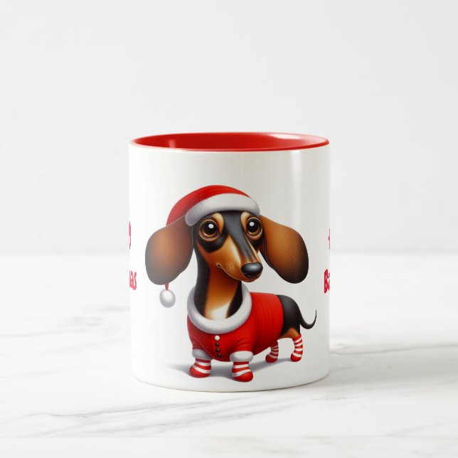 2 Couleurs Tasse Dachshund Animé (Centre)