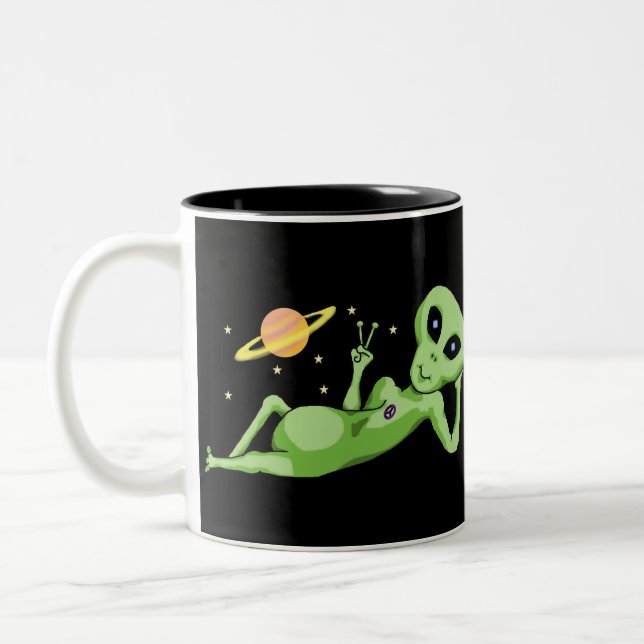 2 Couleurs Tasse d'alien de l'espace de paix (Gauche)