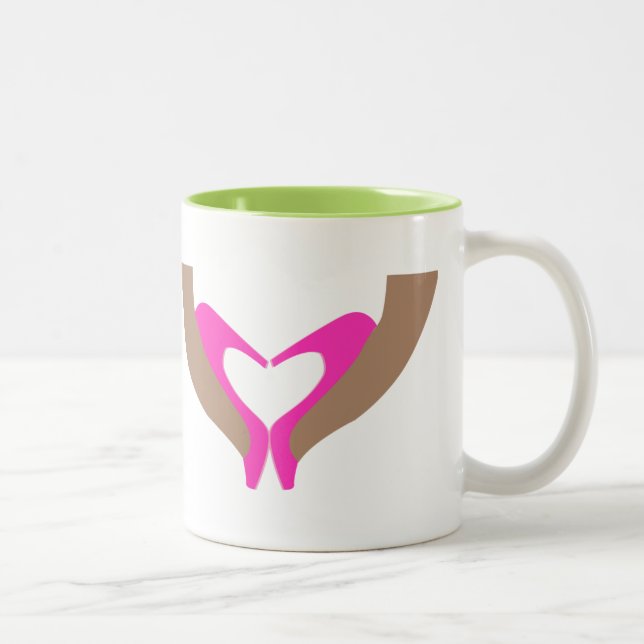 2 Couleurs TASSE d'AMOUR de CHAUSSURE de fuchsia et de chaux (Droit)
