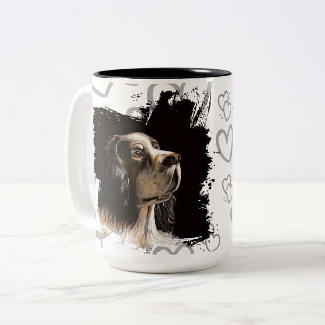2 Couleurs Tasse d'amour de chien épagneul  (Devant gauche)