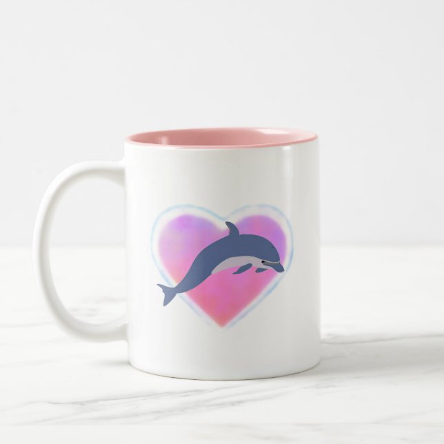 2 Couleurs Tasse d'amour de dauphin (Gauche)