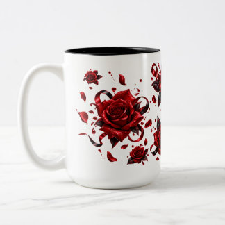 2 Couleurs Tasse d'amour de rose rouge romantique | Tasse à c