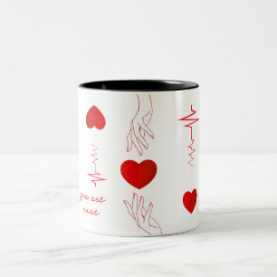 2 Couleurs Tasse d'amour minimaliste Battement de cœur et Mai