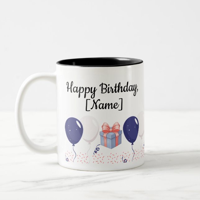 2 Couleurs Tasse d'anniversaire personnalisée (Gauche)