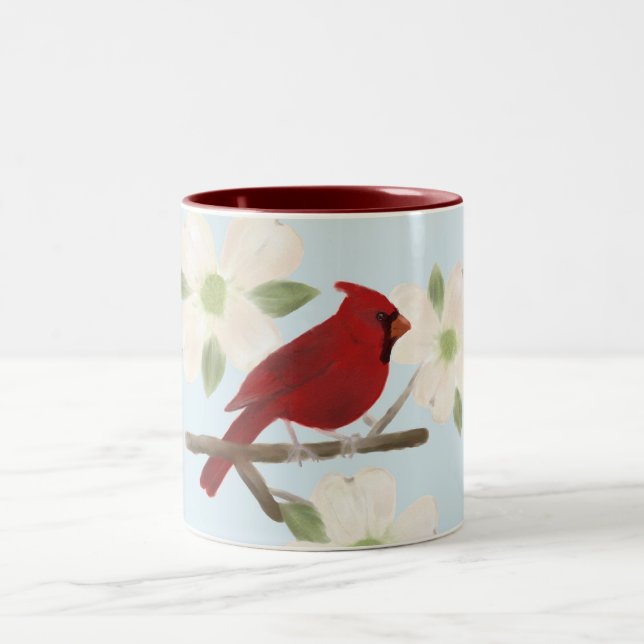 2 Couleurs Tasse d'aquarelle de cardinal et de cornouiller (Centre)
