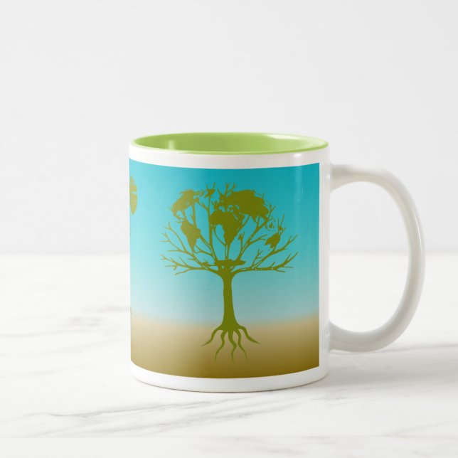 2 Couleurs Tasse d'arbre du monde (Droit)