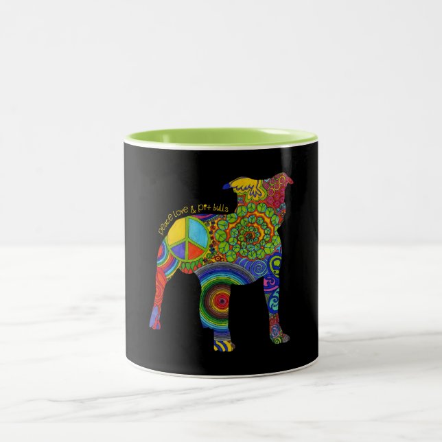 2 Couleurs Tasse d'art de bruit d'amour et "de pitbulls de (Centre)