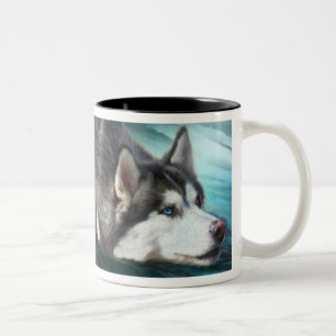 2 Couleurs Tasse d'art de chien de traîneau sibérien