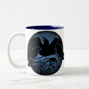2 Couleurs Tasse d'art de corbeau oiseau sauvage corbeau coup