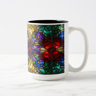 2 Couleurs Tasse d'art en verre teinté floral aux tons de bij