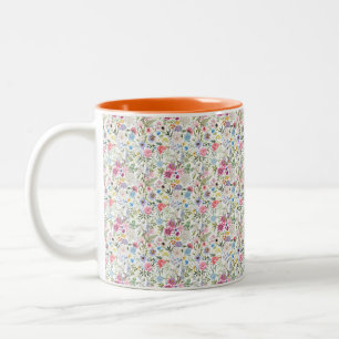 2 Couleurs tasse d'art floral, motif fleuri vibrant