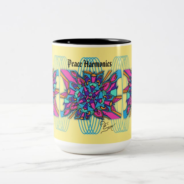 2 Couleurs Tasse de 15 onces : Harmoniques de paix (Centre)