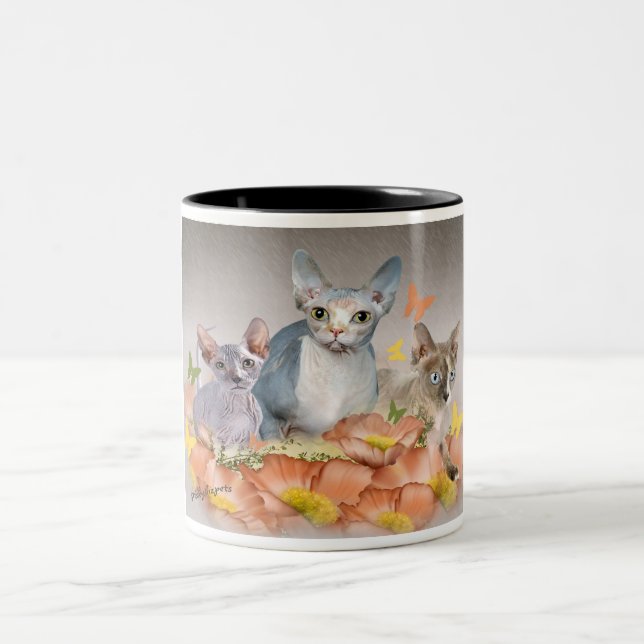 2 Couleurs tasse de 3 chatons de sphynx (Centre)