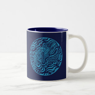 2 Couleurs Tasse de baleines de bosse de famille d'océan