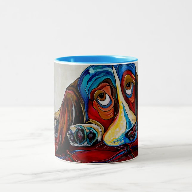 2 Couleurs Tasse de Basset Hound (Centre)