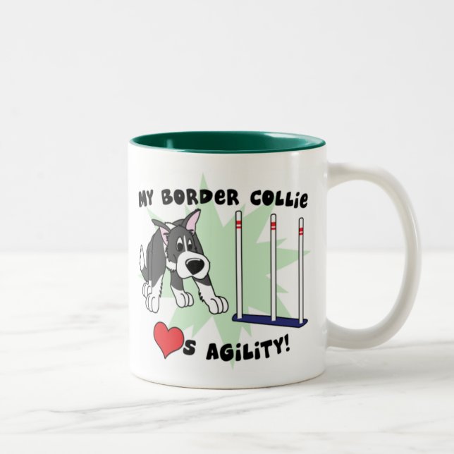 2 Couleurs Tasse de border collie d'agilité de bande dessinée (Droit)