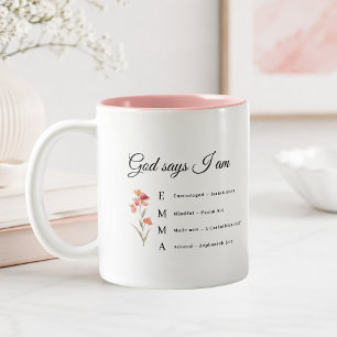 2 Couleurs Tasse de cadeau floral avec verset biblique de la