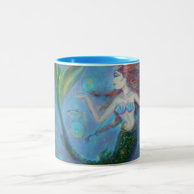 2 Couleurs Tasse de café 15oz à deux tons bleue de sirène de (Centre)