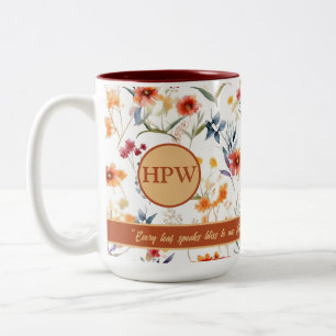 2 Couleurs Tasse de café à motif floral monogramme Automne Po