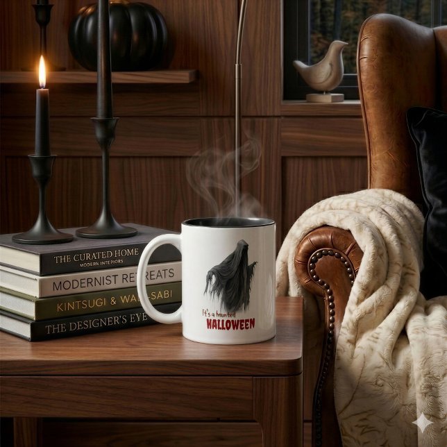 2 Couleurs Tasse de café avec accent de fantôme d'Halloween e (Créateur téléchargé)