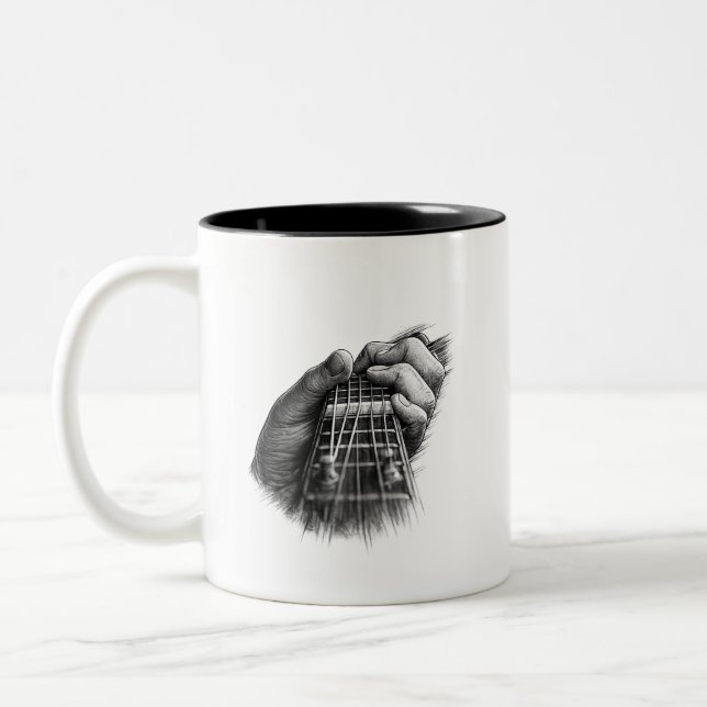 2 Couleurs Tasse de café avec design de manche de guitare noi (Gauche)