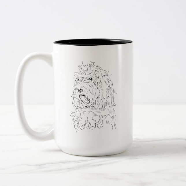 2 Couleurs Tasse de café avec dessin de chien Cockapoo (Gauche)