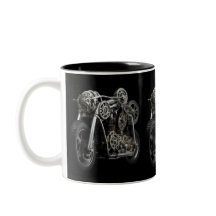Tasse de café avec équipement de moto noir