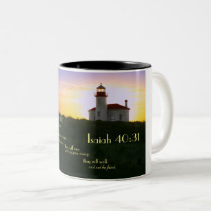 2 Couleurs Tasse de café avec le vers et le phare de bible