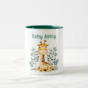 2 Couleurs Tasse de café avec nom de girafe orange Modern Bea