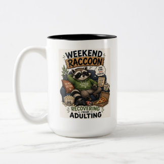 2 Couleurs Tasse de café avec un Raton Laveur drôle et paress