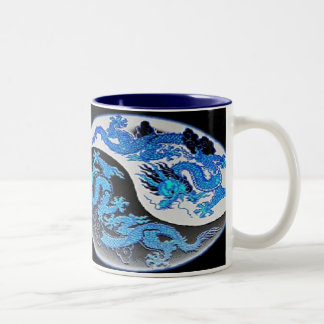 2 Couleurs Tasse de café bleue et orange de dragons de