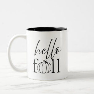 2 Couleurs tasse de café bonjour automne noir et blanc