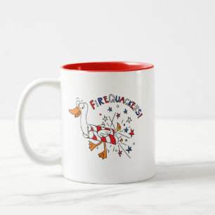 2 Couleurs Tasse de café Canard Feu d'artifice 14 juillet
