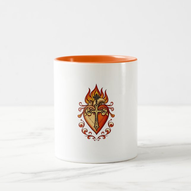 2 Couleurs Tasse de café catholique Sacré-Cœur (Centre)