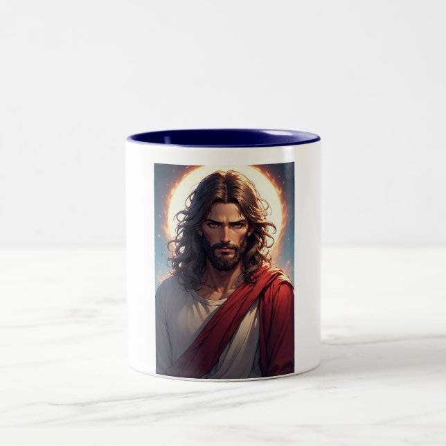 2 Couleurs Tasse de café chrétienne Jésus-Christ intense (Centre)