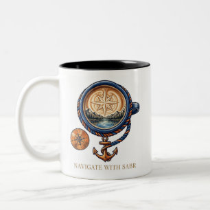 2 Couleurs Tasse de café compas nautique Cadeau d'aventure