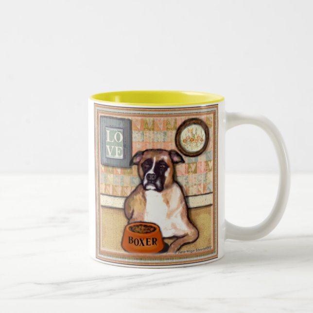 2 Couleurs Tasse de café d'amour de chien de boxeur (Droit)