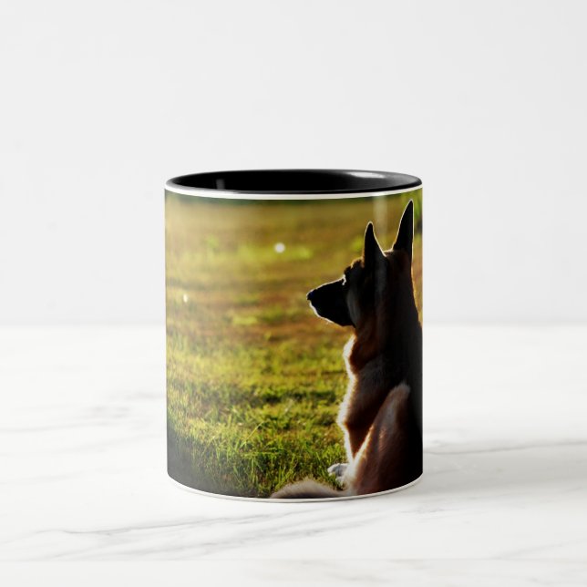 2 Couleurs Tasse de café de berger allemand (Centre)
