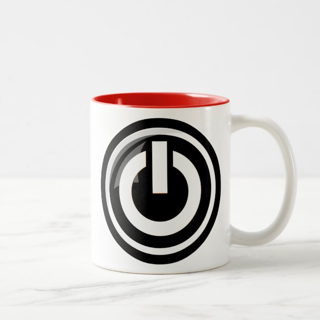 2 Couleurs Tasse de café de bouton de puissance (Droit)
