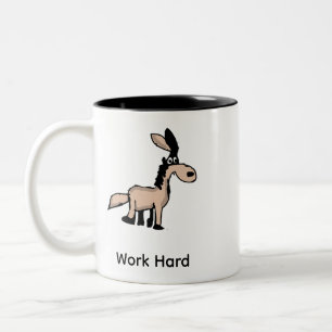 2 Couleurs Tasse de café de bureau drôle d'âne travaille dur