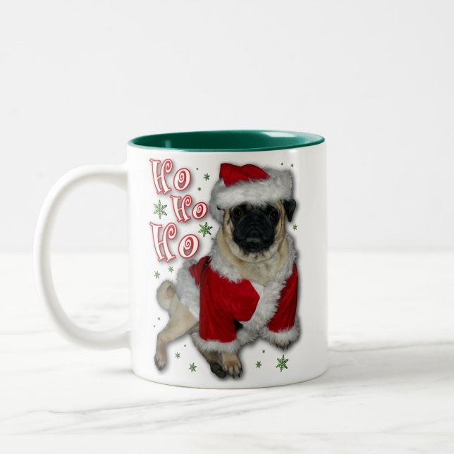 2 Couleurs Tasse de café de carlin de Père Noël (Gauche)