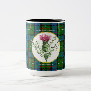 2 Couleurs Tasse de café de chardon avec le tartan de clan d