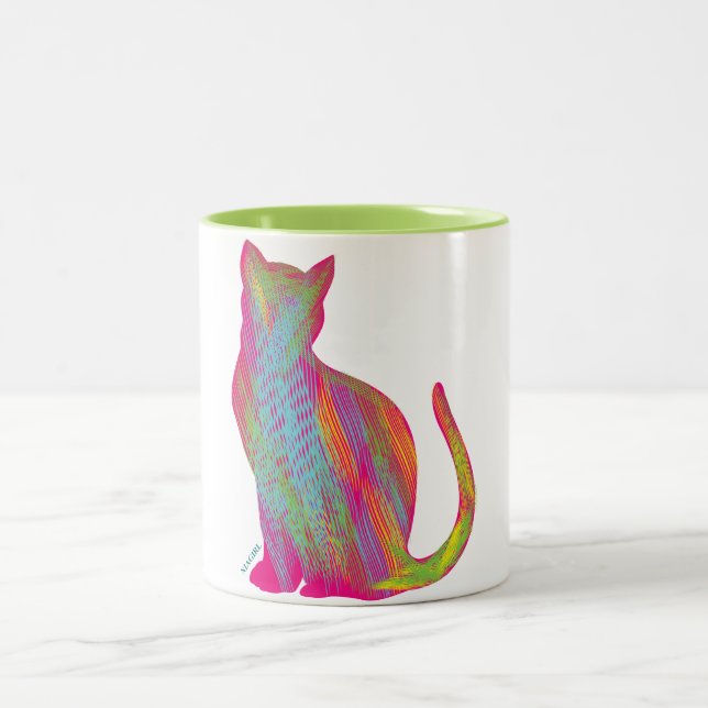 2 Couleurs Tasse de café de Chat-titude (Centre)