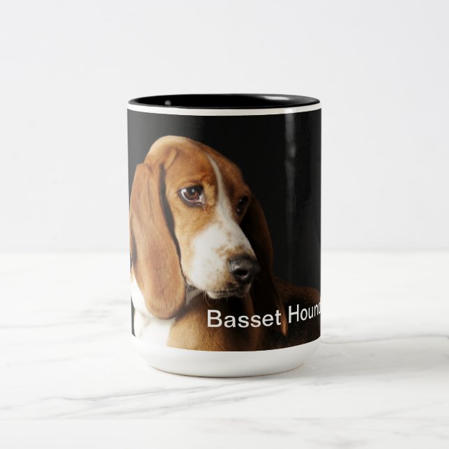 2 Couleurs Tasse de café de chien de basset (Centre)