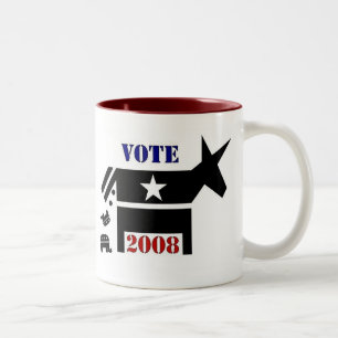 2 COULEURS TASSE DE CAFÉ DE DÉMOCRATE DE VOTE EN 2008