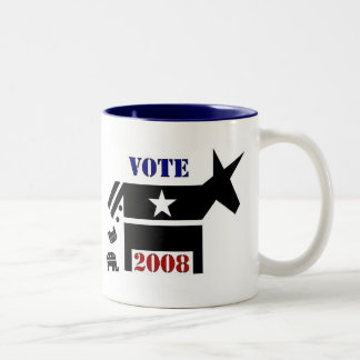 2 COULEURS TASSE DE CAFÉ DE DÉMOCRATE DE VOTE EN 2008