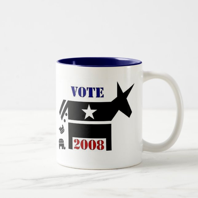 2 COULEURS TASSE DE CAFÉ DE DÉMOCRATE DE VOTE EN 2008 (Droit)