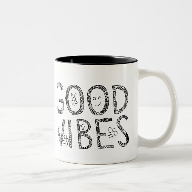 2 Couleurs Tasse de café de Good Vibes (Droit)