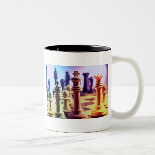 2 Couleurs Tasse de café de jeu d'échecs (Droit)