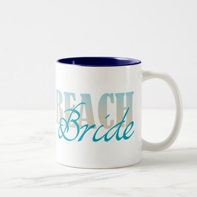 2 Couleurs Tasse de café de jeune mariée de plage (Droit)